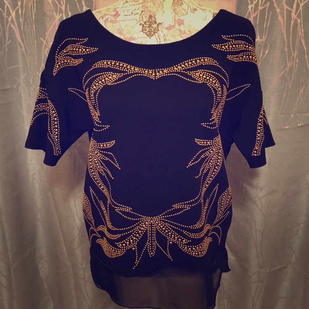 💕SALE💕 Zara W&B Collection Crepe Gold Design Top